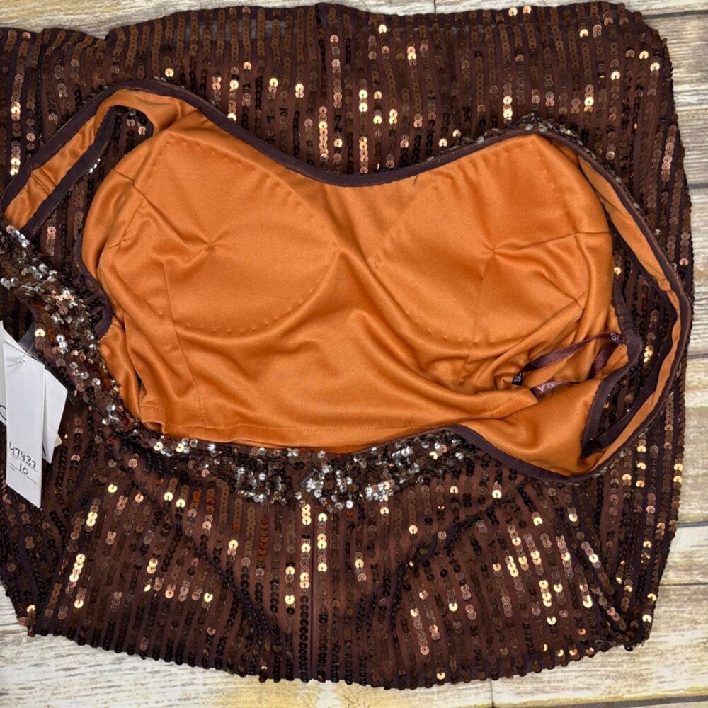 NWT Scala 100%‎ Silk Bronze Sequin Sleeveless Dress Womens Sz 10 - Picture 11 of 11